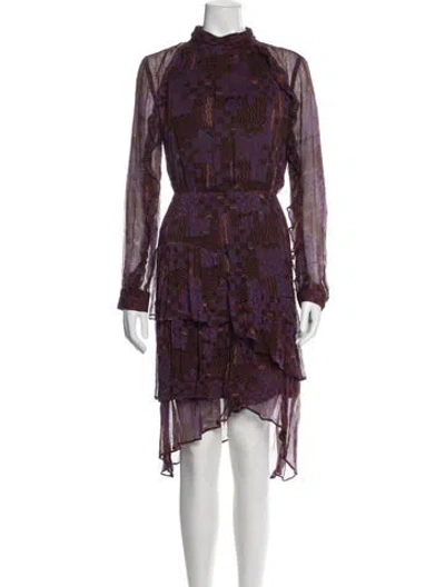 Pre-owned Ba&sh Printed Midi Length Dress In Purple