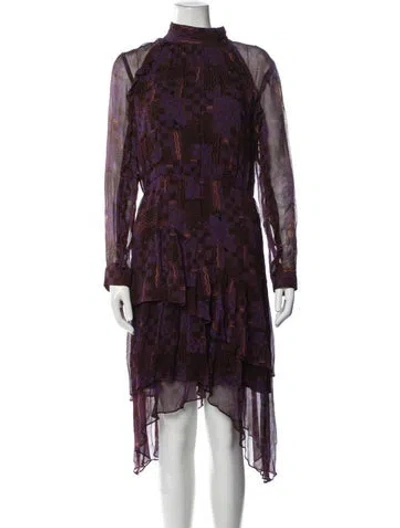 Pre-owned Ba&sh Printed Midi Length Dress In Purple