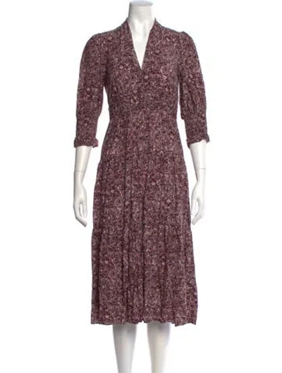 Pre-owned Ba&sh Printed Midi Length Dress In Red