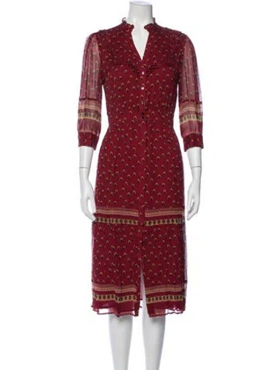 Pre-owned Ba&sh Printed Midi Length Dress In Red