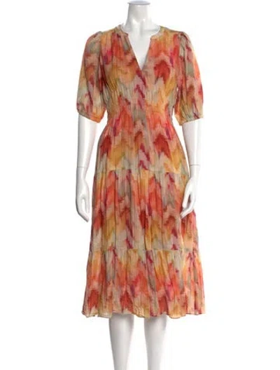 Pre-owned Ba&sh Printed Midi Length Dress In Red