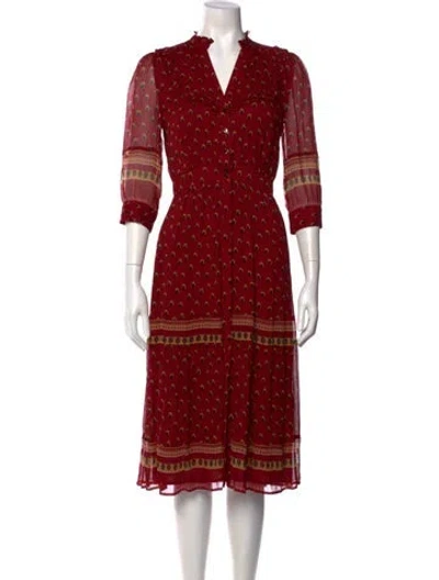 Pre-owned Ba&sh Printed Midi Length Dress In Red