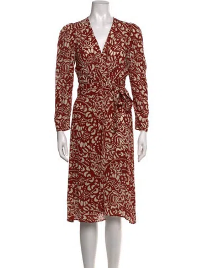 Pre-owned Ba&sh Printed Midi Length Dress In Red