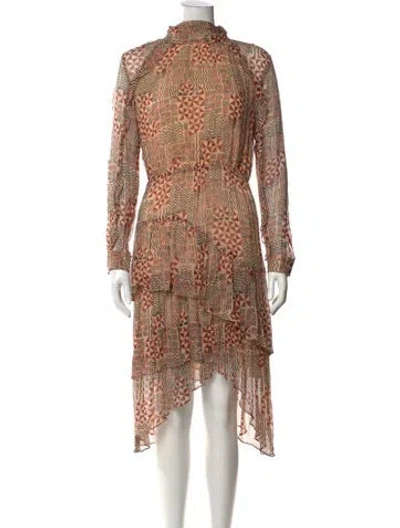Pre-owned Ba&sh Printed Midi Length Dress W/ Tags