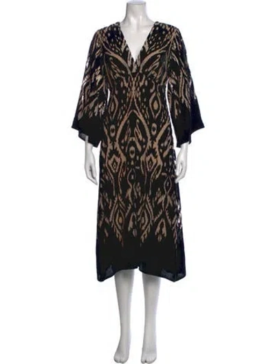 Pre-owned Ba&sh Printed Midi Length Dress W/ Tags In Black