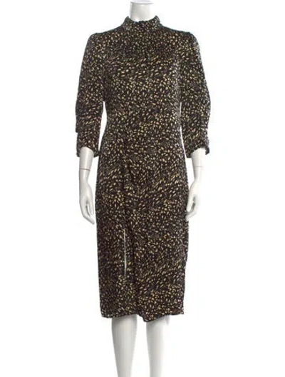 Pre-owned Ba&sh Printed Midi Length Dress W/ Tags In Black/neutrals