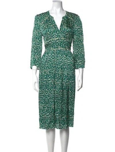 Pre-owned Ba&sh Printed Midi Length Dress W/ Tags In Green