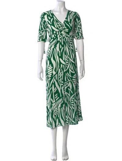 Pre-owned Ba&sh Printed Midi Length Dress W/ Tags In Green