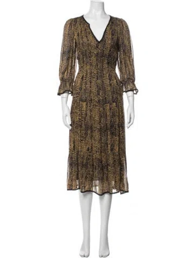 Pre-owned Ba&sh Printed Midi Length Dress W/ Tags In Multicolor