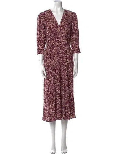 Pre-owned Ba&sh Printed Midi Length Dress W/ Tags In Purple