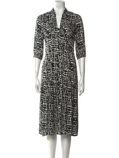 Pre-owned Ba&sh Printed Midi Length Dress In White