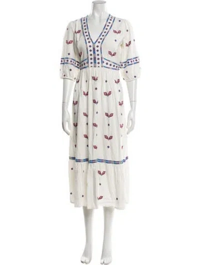 Pre-owned Ba&sh Printed Midi Length Dress In White