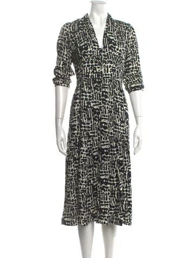 Pre-owned Ba&sh Printed Midi Length Dress In White