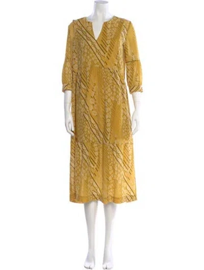 Pre-owned Ba&sh Printed Midi Length Dress In Yellow