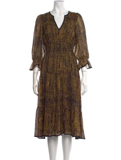 Pre-owned Ba&sh Printed Midi Length Dress In Yellow