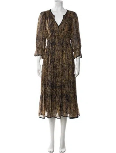 Pre-owned Ba&sh Printed Midi Length Dress In Yellow