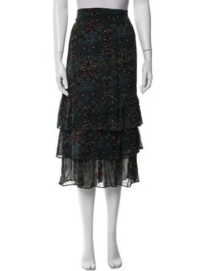Pre-owned Ba&sh Printed Midi Length Skirt In Black