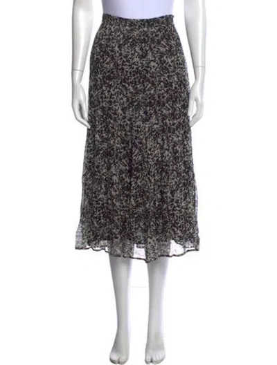 Pre-owned Ba&sh Printed Midi Length Skirt In Black