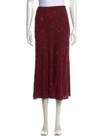 Pre-owned Ba&sh Printed Midi Length Skirt In Black/burgundy
