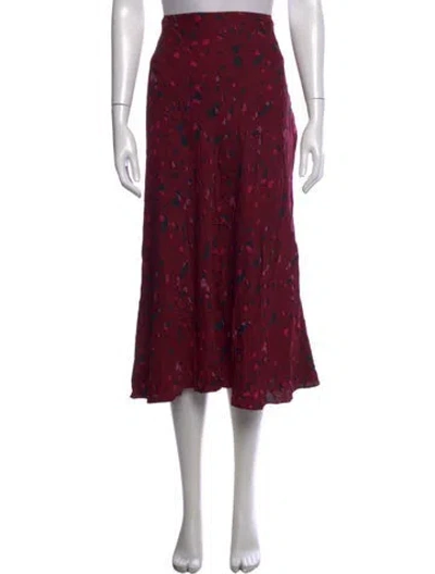 Pre-owned Ba&sh Printed Midi Length Skirt In Burgundy