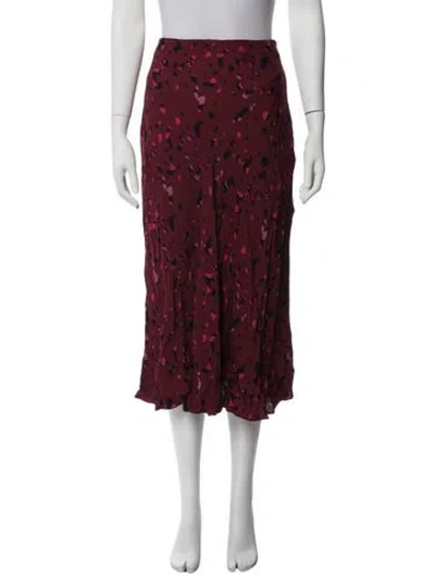 Pre-owned Ba&sh Printed Midi Length Skirt In Burgundy