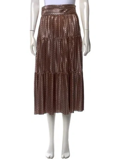 Pre-owned Ba&sh Printed Midi Length Skirt In Gold