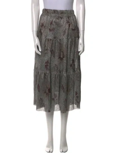 Pre-owned Ba&sh Printed Midi Length Skirt In Gray