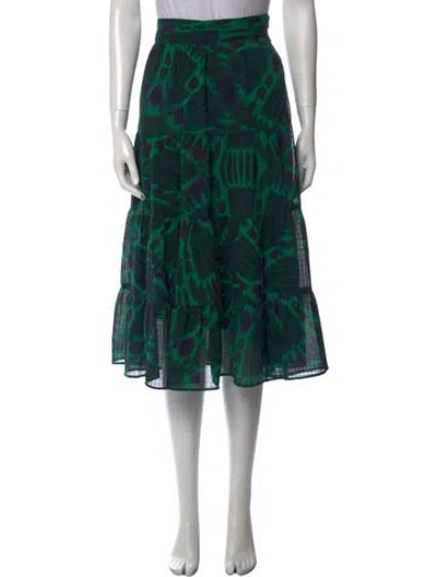 Pre-owned Ba&sh Printed Midi Length Skirt In Green