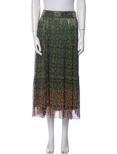 Pre-owned Ba&sh Printed Midi Length Skirt In Green
