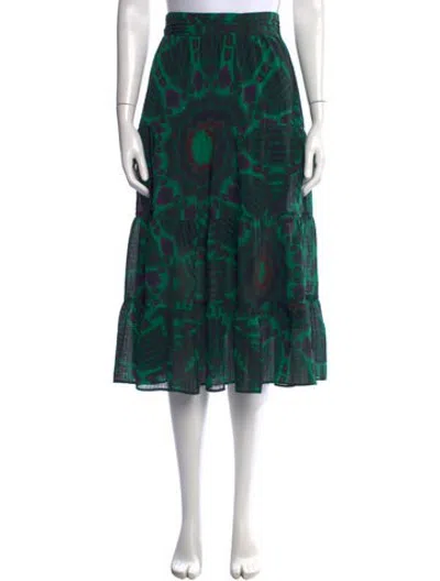 Pre-owned Ba&sh Printed Midi Length Skirt In Green