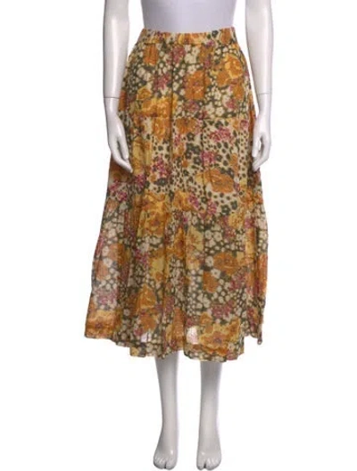 Pre-owned Ba&sh Printed Midi Length Skirt In Orange