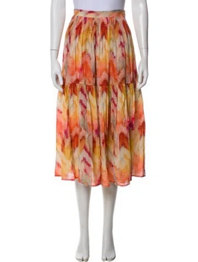 Pre-owned Ba&sh Printed Midi Length Skirt In Orange