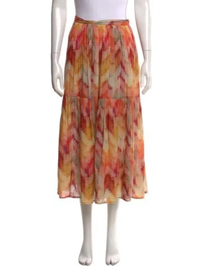 Pre-owned Ba&sh Printed Midi Length Skirt In Orange
