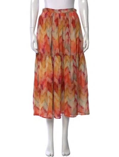 Pre-owned Ba&sh Printed Midi Length Skirt In Orange