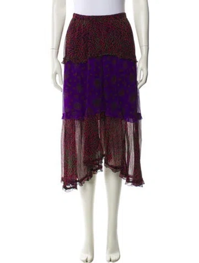 Pre-owned Ba&sh Printed Midi Length Skirt In Red