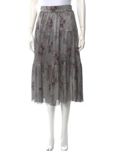 Pre-owned Ba&sh Printed Midi Length Skirt In Silver