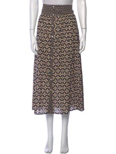 Pre-owned Ba&sh Printed Midi Length Skirt W/ Tags In Black