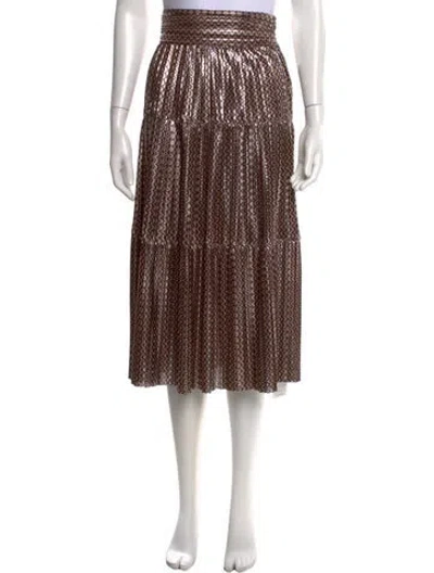 Pre-owned Ba&sh Printed Midi Length Skirt W/ Tags In Gold