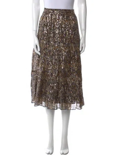 Pre-owned Ba&sh Printed Midi Length Skirt W/ Tags In Yellow