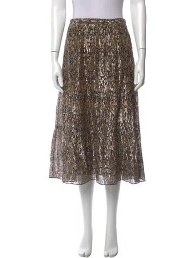 Pre-owned Ba&sh Printed Midi Length Skirt In Yellow