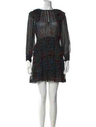 Pre-owned Ba&sh Printed Mini Dress In Black