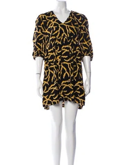 Pre-owned Ba&sh Printed Mini Dress In Black