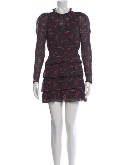 Pre-owned Ba&sh Printed Mini Dress In Black