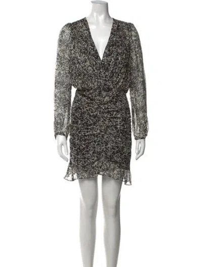 Pre-owned Ba&sh Printed Mini Dress In Black
