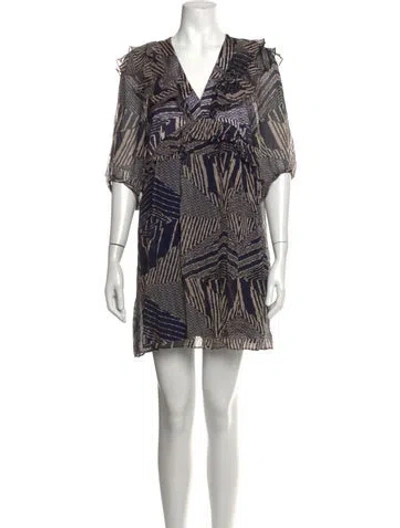Pre-owned Ba&sh Printed Mini Dress In Black