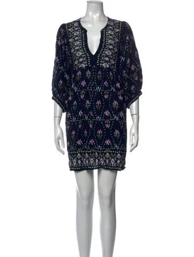 Pre-owned Ba&sh Printed Mini Dress In Black/blue