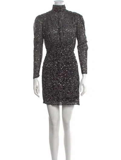 Pre-owned Ba&sh Printed Mini Dress In Black/metallic