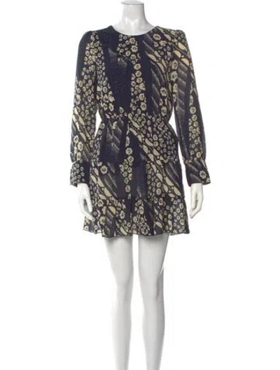 Pre-owned Ba&sh Printed Mini Dress In Blue