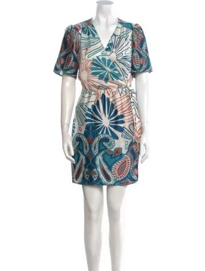 Pre-owned Ba&sh Printed Mini Dress In Blue
