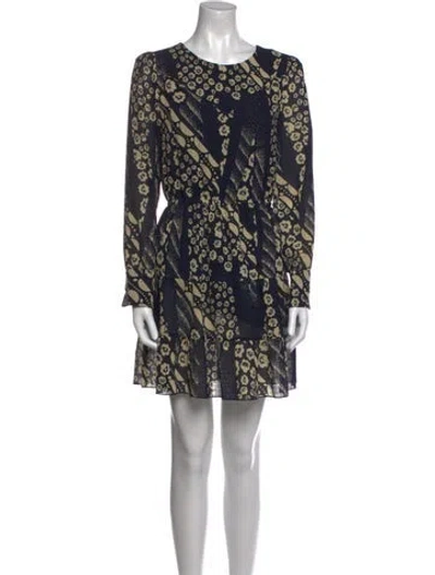 Pre-owned Ba&sh Printed Mini Dress In Blue